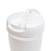 A white reusable coffee cup with a flip lid, designed for drinkware use. It features a simple, functional design. A white reusable coffee cup with a flip lid, designed for drinkware use. It features a simple, functional design.