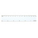 A white 15 cm ruler with both centimeter and inch markings. A white 15 cm ruler with both centimeter and inch markings.