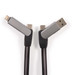 A charging cable featuring a grey design with angled connectors and a braided black exterior. A charging cable featuring a grey design with angled connectors and a braided black exterior.