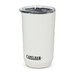 A drink bottle features a white finish with a clear lid and a branding logo. It holds 500ml of liquid.