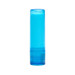 A lip balm stick in a translucent blue container.