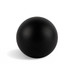 A black Hi Bounce Ball with a smooth, matte finish, featuring a logo on its surface.