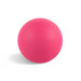 A pink bouncy ball with a smooth surface, featuring a simple design and a slight shadow.