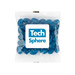 A clear cello bag containing blue jelly beans, featuring a prominent logo for "Tech Sphere." A clear cello bag containing blue jelly beans, featuring a prominent logo for "Tech Sphere."