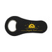 A drink bottle opener with a black rubber grip featuring a yellow graphic of a sunset and the text "Sunnydale Resort." A drink bottle opener with a black rubber grip featuring a yellow graphic of a sunset and the text "Sunnydale Resort."