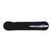 A Viva Transparent Pen is displayed on a black soft case, highlighting its sleek design and blue ink functionality.