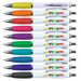 A collection of plastic pens with white barrels in various colors including purple, orange, pink, and blue, featuring a logo. A collection of plastic pens with white barrels in various colors including purple, orange, pink, and blue, featuring a logo.