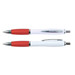 A set of two Viva Pens featuring a white barrel with contrasting red grips and chrome accents. A set of two Viva Pens featuring a white barrel with contrasting red grips and chrome accents.
