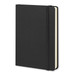A black hard cover notebook with an elastic closure, featuring blank pages and a textured finish. A black hard cover notebook with an elastic closure, featuring blank pages and a textured finish.