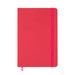 A Venture A5 Notebook featuring a sleek red cover with a coordinating pink elastic band. A Venture A5 Notebook featuring a sleek red cover with a coordinating pink elastic band.