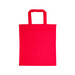 A red cotton tote bag with short handles. A red cotton tote bag with short handles.