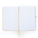 A blank A5 Natura Notebook featuring lined pages and a ribbon bookmark, designed for office and business use. A blank A5 Natura Notebook featuring lined pages and a ribbon bookmark, designed for office and business use.