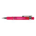 A vibrant pink plastic pen with a clear barrel and chrome accents, featuring a contoured grip for comfortable writing.