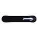 A black and silver plastic pen displayed in a sleek black case. The pen features a simple design.