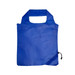 A blue reusable shopping bag with a simple handle design and a drawstring closure. It has a logo.