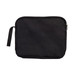 A black utility pouch featuring a zippered closure and a side handle.