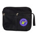 A black utility pouch featuring a logo for "Tiny Explorers" with mesh pockets and zippered compartments.