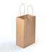 A small brown paper bag with twisted handles, designed for carrying items. A small brown paper bag with twisted handles, designed for carrying items.