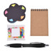 A cloud-shaped sticky note pad, a notepad, a pen, and a pack of colorful jelly beans. All items are neatly arranged. A cloud-shaped sticky note pad, a notepad, a pen, and a pack of colorful jelly beans. All items are neatly arranged.