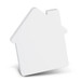 A white wireless charger shaped like a house, featuring a slot for a charging cable and a smooth finish. A white wireless charger shaped like a house, featuring a slot for a charging cable and a smooth finish.