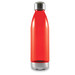 A drink bottle with a sleek, red design and a silver screw-on cap. The base features a textured grip. A drink bottle with a sleek, red design and a silver screw-on cap. The base features a textured grip.