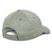A green cap with a textured finish, featuring a curved peak and an adjustable strap at the back.