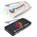 A power bank featuring a white design with a colorful logo on one side and a black design with a vibrant logo on the other. A power bank featuring a white design with a colorful logo on one side and a black design with a vibrant logo on the other.