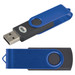A swivel USB flash drive featuring a blue and black design, with a rotating cover for easy access to the USB connector. A swivel USB flash drive featuring a blue and black design, with a rotating cover for easy access to the USB connector.