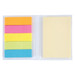 A set of sticky notes in various bright colours, including pink, orange, yellow, green, and blue, in a clear holder. A set of sticky notes in various bright colours, including pink, orange, yellow, green, and blue, in a clear holder.