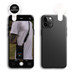 A black smartphone is displayed with an attached LED selfie light. The phone has a photo of a person wearing a bag.