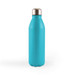 A drink bottle featuring a sleek turquoise aluminum design with a stainless steel lid.