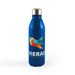 A drink bottle with a sleek blue aluminum design featuring a colorful splash logo and the text “Vieras Creatives.”
