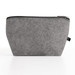 A grey felt pouch with a zipper, featuring a logo. Ideal for storing toiletries and accessories. A grey felt pouch with a zipper, featuring a logo. Ideal for storing toiletries and accessories.