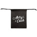 A black drawstring pouch with a logo featuring nautical elements and the text "Ahoy Creek." A black drawstring pouch with a logo featuring nautical elements and the text "Ahoy Creek."