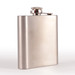 A stainless steel hip flask with a sleek, brushed finish and a screw-top lid. A stainless steel hip flask with a sleek, brushed finish and a screw-top lid.