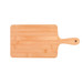 A bamboo serving board featuring a rectangular shape with a handle and a hole for easy hanging. A bamboo serving board featuring a rectangular shape with a handle and a hole for easy hanging.