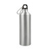 A drink bottle made of aluminum with a sleek silver finish and a black cap featuring a carabiner. A drink bottle made of aluminum with a sleek silver finish and a black cap featuring a carabiner.