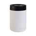 A drink bottle in white with a black lid, featuring a sleek, stainless steel design and a logo. A drink bottle in white with a black lid, featuring a sleek, stainless steel design and a logo.