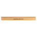 A bamboo 30cm ruler featuring a branding logo and measurement markings along its length.
