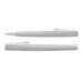 A metal pen set in a sleek, light grey finish with a polished silver clip. Features both capped and uncapped designs. A metal pen set in a sleek, light grey finish with a polished silver clip. Features both capped and uncapped designs.
