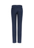 A pair of women's chino pants in navy blue, featuring a slim fit and a back pocket detail. A pair of women's chino pants in navy blue, featuring a slim fit and a back pocket detail.