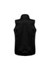A black women's stealth vest with a high collar and a fitted design, featuring a logo on the back. A black women's stealth vest with a high collar and a fitted design, featuring a logo on the back.