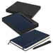 A navy Moleskine notebook and pen set in a black gift box, featuring a simple design and clean lines. A navy Moleskine notebook and pen set in a black gift box, featuring a simple design and clean lines.