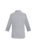A grey women's Jagger 3/4 sleeve button-up shirt featuring a classic collar and a back seam detailing.