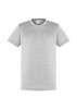 A light grey short sleeve tee with a crew neckline. The shirt features a logo on the label.
