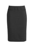 A women's classic below knee skirt in black, featuring a fitted silhouette and a simple design. A women's classic below knee skirt in black, featuring a fitted silhouette and a simple design.