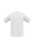 A white short sleeve tee with a raglan design and a logo at the back.