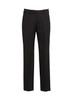 Men's flat front pants in black with a logo. Designed for comfort and style, perfect for casual or formal wear.