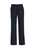 Adjustable waist pants in navy blue with a straight leg design. The item features a brand logo.