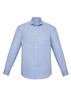 A light blue long sleeve button-up shirt with a classic fit and a pocket on the chest. Features a logo.